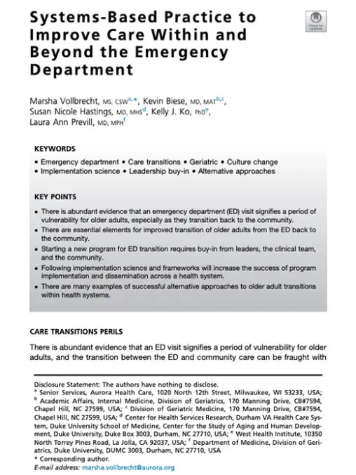 Systems-Based Practice to Improve Care Within and Beyond the Emergency Department