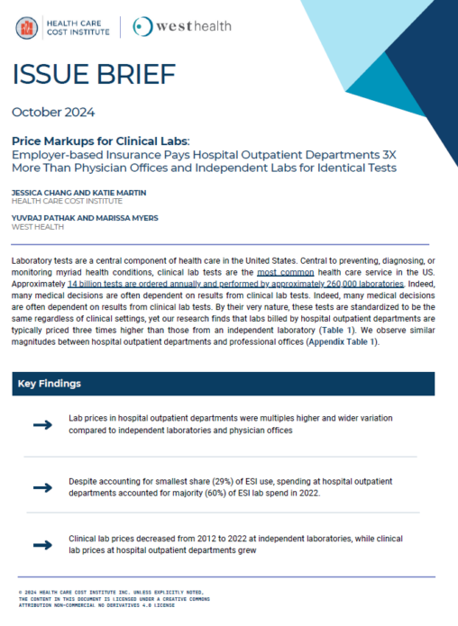 Issue Brief HCCI West Health Price Markups for Clinical Labs 10182024